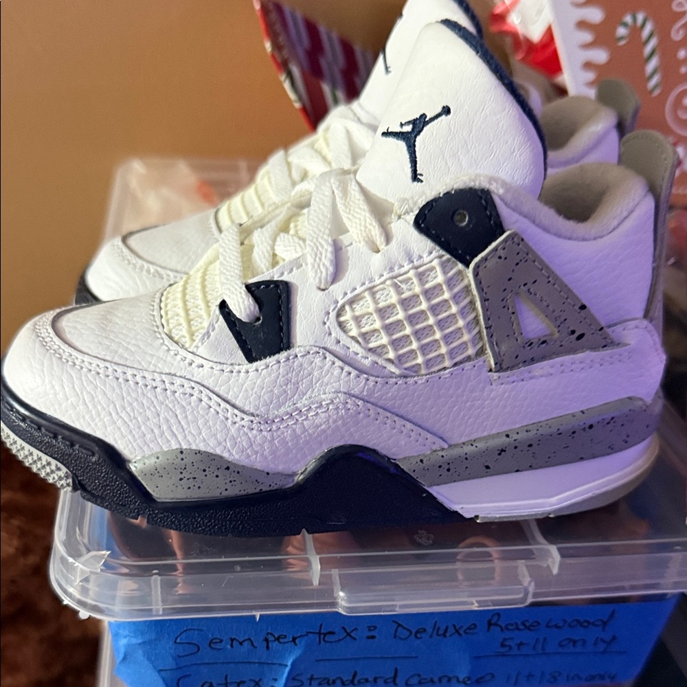 9C White and blue air Jordan 4 retro sneakers
